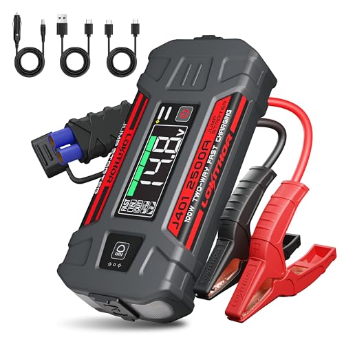 „💥 LOKITHOR J401: 2500A Powerbank für Starthilfe! 🚗 12V Auto Booster für 8.5L Gas & 6.5L Diesel, mit 100W Schnellladung + LED Taschenlampe & 3.95