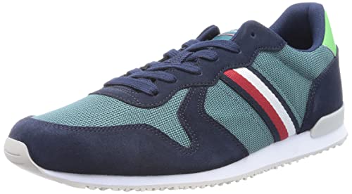 Tommy Hilfiger Herren Sneaker Cupsole Iconic Seasonal Mix Runner, Grün (Frosted Green), Größe 40 EU