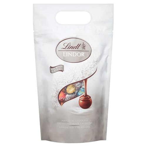 Lindt LINDOR Silber Mischung | 1 kg Beutel| 78 Schokoladen Kugeln |Milch, 70%, Salted Caramel, Double Chocolate mit zartschmelzender Füllung | Großpackung | Pralinen Geschenk | Schokoladengeschenk