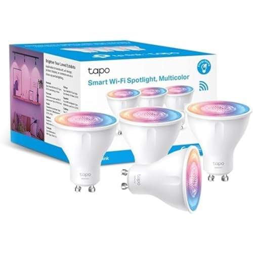 📍 **Tapo Smart WLAN Light Bulb GU10 L630, 4 Pieces, Energy Saving, 3.5 W Equivalent to 50 W, Dimmable Lamp, Compatible with Alexa, Google Assistant, White, Multicoloured (Pack of 4)**