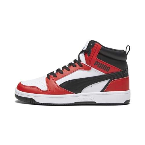 PUMA Unisex Rebound V6 Sneaker, Weiß Schwarz, Rot, Größe 38 EU, bequem und sportlich für Alltag und Freizeit