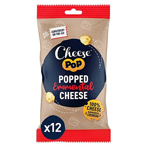 📍 **Cheesepop Zaskakująco chrupiące & Przewiewny, Lekko Gładki & Orzechowy | Bogate w Białko | 100% Emmental Ser Popped Przekąska, 12x20g**