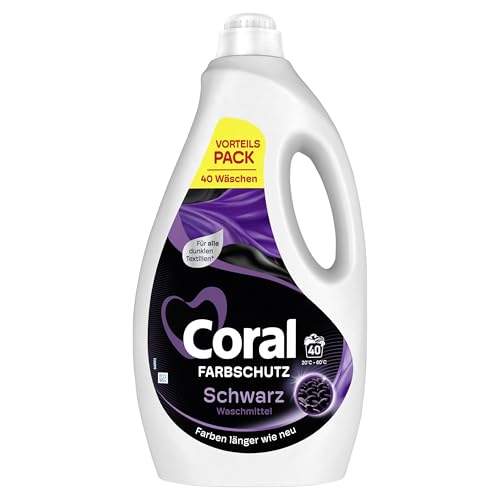 Coral Colorwaschmittel Black Velvet Flüssigwaschmittel für länger intensives Schwarz mit Anti-Verblassungs-Effekt 40 WL 2 Liter