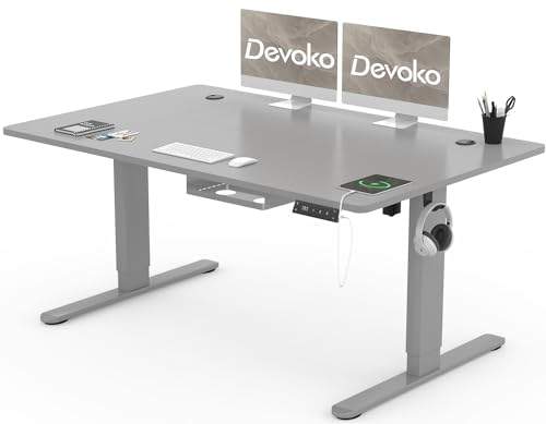 "Erleben Sie den ultimativen Komfort! Devoko Höhenverstellbarer Schreibtisch 140x80cm mit USB-A&C Anschluss, Kabelmanagement & 3-Funktions-Memory - perfekt für jeden Arbeitsplatz! #HomeOffice #Schreibtisch"