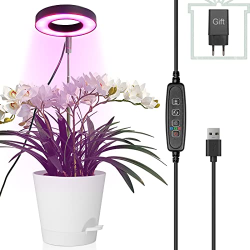 pflanzenlampe led, vollspektrum mit zeitschaltuhr, höhenverstellbar, usb adapter