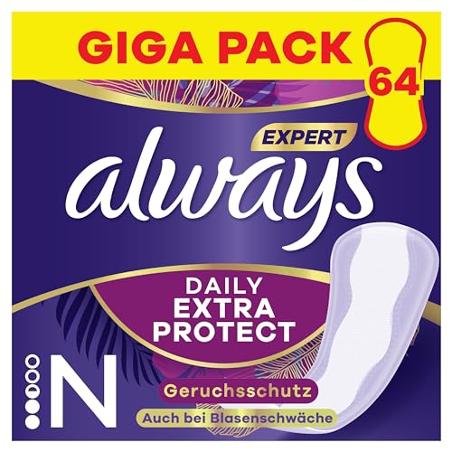 "Immer geschützt: Always Expert Daily Extra Protection Slipeinlagen (64 Stück) – Geruchsneutral, perfekt bei Blasenschwäche! #Slipeinlagen #Schutz #Blasenschwäche #Komfort"