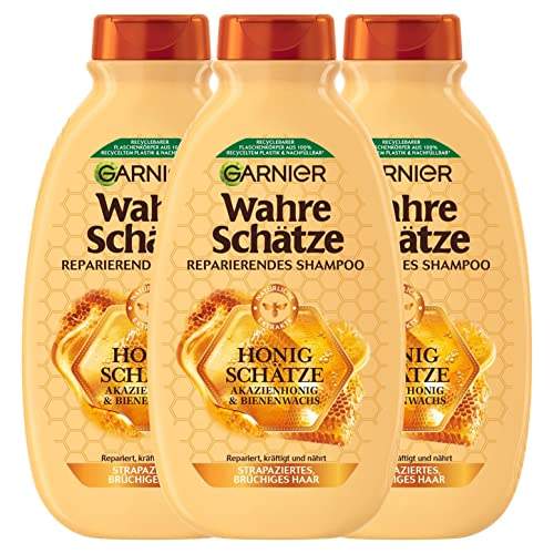 "Entdecke die Kraft der Natur: Garnier Wahre Schätze Honig Shampoo für starkes, genährtes Haar! 🌼✨ Perfekt für strapaziertes & brüchiges Haar - 3 x 250 ml! #Haarpflege #Garnier #WahreSchätze"