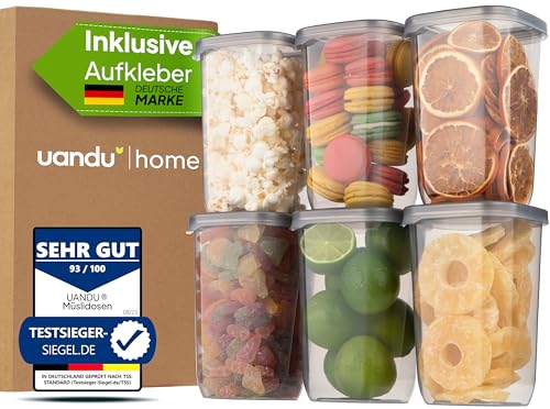 Entdecke die perfekten uandu Vorratsdosen mit Deckel! 🌟 Luftdicht & BPA-frei – das 6er Set für Aufbewahrung & Organisation in deiner Küche. #KüchenZubehör #Vorratsdosen #Ordnung