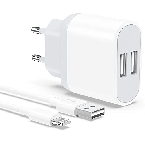 Ladekabel iPhone, USB Ladegerät und Kabel 2M 5V 2.1A für iPhone 11 Pro Max XR X XS 8 7 6 6S SE 5S 5C Plus 14 13 12 Mini, 2-Pack Power Adapter Netzteil Stecker Ladeadapter Charger Ladestecker Nisiyama