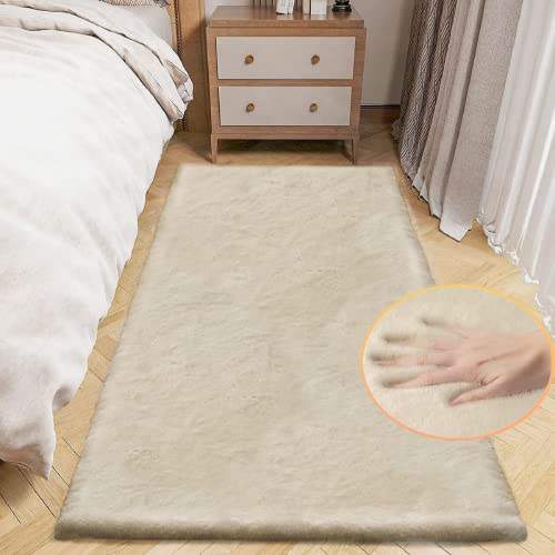 📍 **ORINOVA Black Fluffy Rug for Bedroom Shag Rug Washable Rug Faux Rabbit Fur Rugs for Living Room Hallway Teenager Room Decor Children