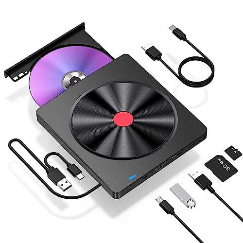 📍 **LMEN External CD DVD Drive with USB 3.0 & Type-C for Laptop PC Desktop, CD DVD Burner Reader Writer for Mac MacBook Windows 7/8/10/11 Linux OS**