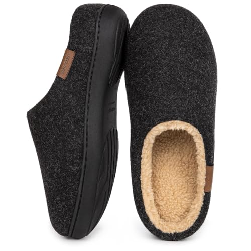 veracosy herren pantoffeln sherpa mit memory schaum und anti-rutsch-sohle