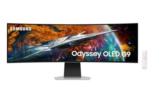 📍 **Samsung Odyssey OLED G9 Curved Gaming Monitor G95SC, 49 Zoll, AI Upscaling, QD-OLED-Panel, 5.120 x 1.440 Pixel, Bildwiederholrate 240 Hz, Reaktionszeit 0,03 ms, Mit Lautsprechern, Inkl. Fernbedienung**