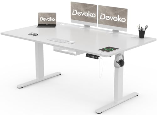 "Steigere Deine Produktivität! 🤩 Devoko Höhenverstellbarer Schreibtisch 160x80cm mit USB-A Ladeanschluss, Kabelmanagement und 3-Funktions-Memory – Der perfekte Elektrisch Computertisch! #HomeOffice #Ergonomie"