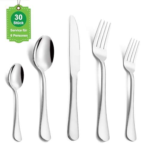 Entdecke das TAN.TOMI 30-teilige Besteckset für 6 Personen! Stilvolles Edelstahl-Besteck in elegantem Mirror Silber - Ideal für festliche Anlässe! #Besteckset #Edelstahl #TAN.TOMI #Kochen 🍴✨