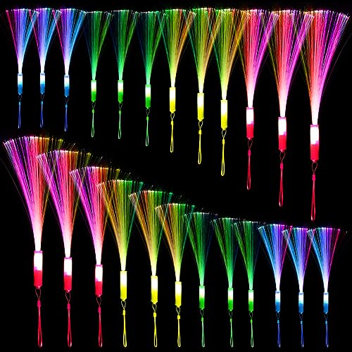 GUJIN 24 Stück Knicklichter Partyzubehör, Glasfaser-Leuchtstab leuchtet in vielen Farben - für Party, Konzert und Hochzeit, Bunt blinkende LED Leuchtstäbe für Partygeschenke (24 pcs Knicklichter)