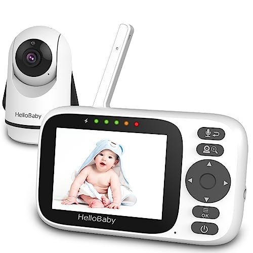 HelloBaby Babyphone mit Kamera, ferngesteuertes Schwenk-Neige-Zoom Video Babyphone und 3,2