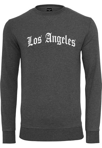 „Stylischer Mister Tee Herren Crewneck in Charcoal: Los Angeles Wording für lässige Looks! Entdecke die XS-Edition und kreiere deinen perfekten Streetstyle! #MisterTee #Crewneck #Streetwear“