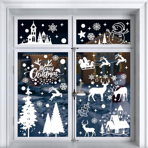 🎄✨Verzaubere dein Zuhause mit Moxled! Selbstklebende 148 Weiß Fensterbilder für Weihnachten - Wiederverwendbare Schneezauber Aufkleber für Fenster & Türen! ❄️🪄 #Fensterdeko #Weihnachten #DIY