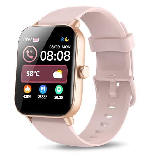 Smartwatch Damen mit Telefonfunktion, 1.8" Fitnessuhr, Schrittzähler, Herzfrequenz, IP68, 100+ Sportmodi, Alexa, Android iOS