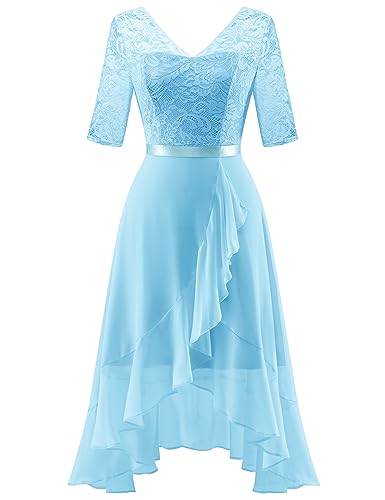 " Traumhaftes Dressystar Sommerkleid für Damen: Elegantes knielanges Cocktailkleid in A-Linie aus zartem Chiffon in Hellblau - Perfekt für Hochzeitsgäste! 💙✨ #Sommerkleid #Eleganz #Hochzeitsgäste"