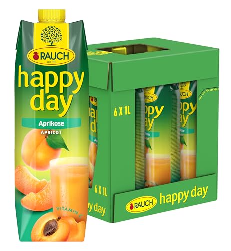 Rauch Happy Day Aprikose | himmlischer Nekatar | viel Vitamin C | 40% reines Aprikosenmark | 6x 1l Tetra Prisma