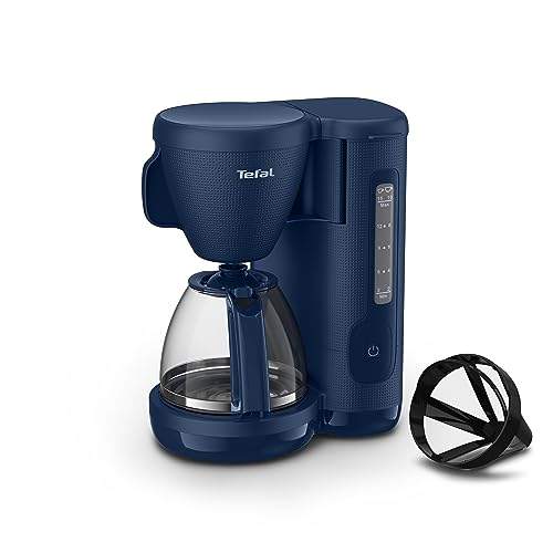 "Entdecke die Tefal Morning Filterkaffeemaschine CM2M1410: 1,25 L Glaskanne, praktische Warmhaltefunktion, Dauerfilter & Wasserstandsanzeige in stylish Blau! #KaffeeLiebhaber #Küchentechnik"