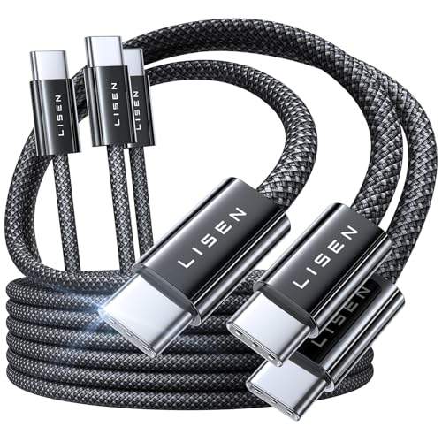 LISEN USB C Kabel 100w 3 Stück [1M+2M+2M] USB C auf USB C Kabel, USB-C auf USB-C Nylon-Geflecht Schnell Ladekabel C auf C für iPhone16 pro iPad Pro MacBook Air, Samsung Galaxy S24, Laptops