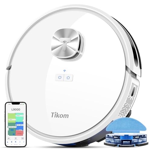 📍 **Tikom L9000 Robot Vacuum Cleaner with Mop Function, LiDAR Navigation, 4000Pa Vacuum Cleaner Robot, 150 Mins Max, Self-Charging, WiFi, 14 No-Go Zones, for Pet Hair, Carpet, Hard Floor**