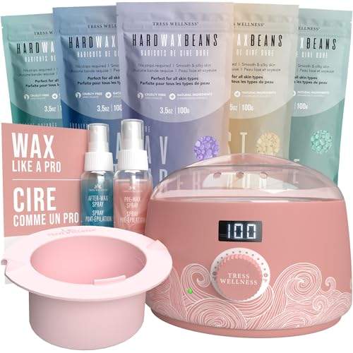 Waxing Wachswärmer set - wachsmaschine enthaarung - für Haarentfernung Perlen - Wax Warmer Kit- Maschine - Heißwachsgerät - Pink mit Silikonschale wachsschale