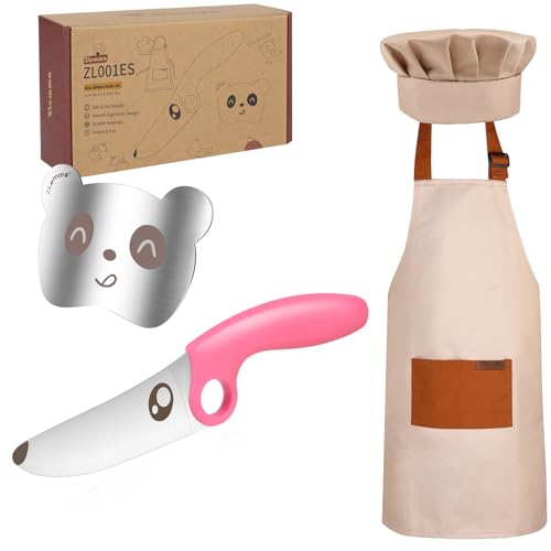 „ZLemma Kindermesser-Set für kleine Chefköche! 🧑‍🍳🌟 Kochen lernen mit Schürze, Kochmütze & kinderfreundlichen Trainingsmessern – Rosa! 🍴 #KochenMitKindern #ZLemma #BastelnMitLiebe“