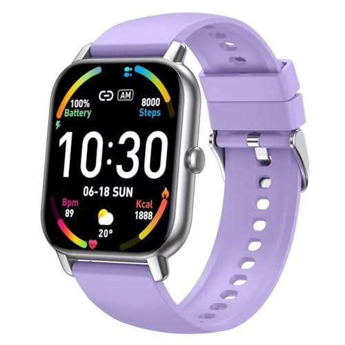 Hoxe Smart Watch für Männer Frauen Antwort/Anrufe, 1,85" Zoll HD Touchscreen Fitness-Uhr mit Herzfrequenz Schlaf-Monitor, 100 + Sport-Modi, Schrittzähler, IP68 Wasserdicht, Kompatibel mit Android IOS