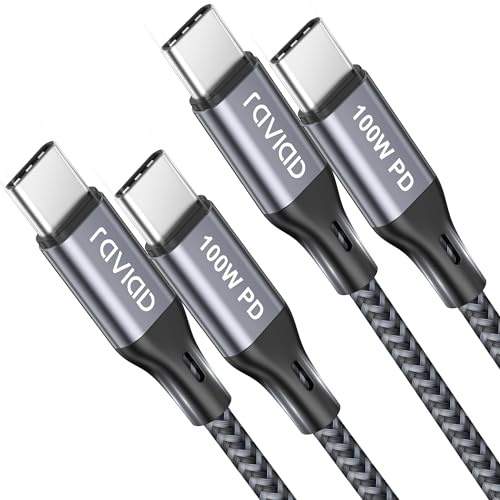 RAVIAD USB C auf USB C Kabel 100W PD Schnellladekabel 2 Stück 1M+1M für iPhone 15 Pro Max, Samsung Galaxy, MacBook Pro