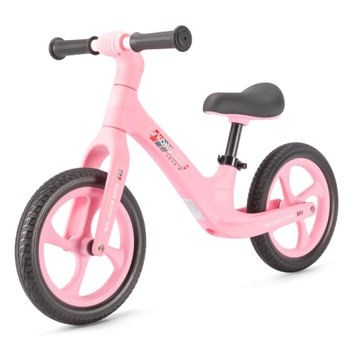 KONG MING CAR Kinder Laufrad – 12 Zoll Balance Bike für Kinder von 2-6 Jahren, Höhenverstellbar mit Fußstütze, Ergonomischem Sattel und Pannensicheren Rädern, Bis zu 35kg