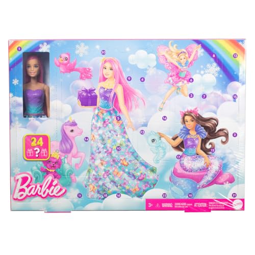 „Entdecke den ultimativen Barbie-Adventskalender HRG90! 🎁✨ 24 Überraschungen, eine wandelbare Puppe mit rosa Haaren, Einhorn und Tierfreunden! 🦄🐾 Lass das Adventsvergnügen beginnen! #Barbie #Adventskalender“