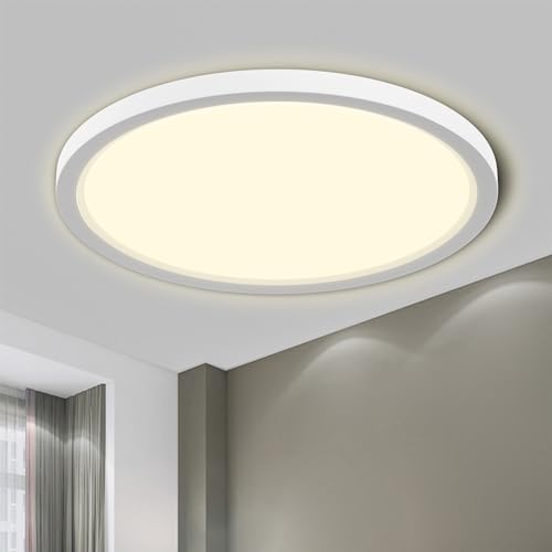 LQWELL® Deckenleuchte LED Deckenlampe, IP44 Wasserfest Badlampe Rund Flach 18W 1600LM Modern Schlicht Lampe Dünn für Wohnzimmer Badezimmer Schlafzimmer Küche Balkon Flur Keller Büro, 220 * 24mm