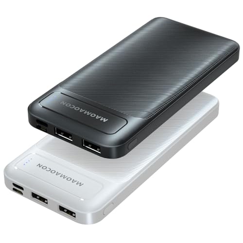 Power Bank 10600mAh, 2 Stück, Slim Externer Akku mit USB C, 4 Ports, kompatibel mit Smartphones und Smartwatches