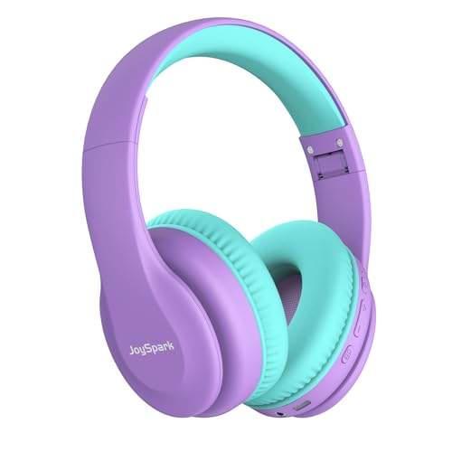 JoySpark Bluetooth Kopfhörer Kinder, Over-Ear, 85/94dB Lautstärkebegrenzung, 60 Stunden Spielzeit, Bluetooth 5.3, lila