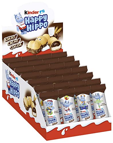 🏆 Kinder Happy Hippo Kakao: Knusprige Waffeln mit Milch- & Kakaocreme – Perfekt für den Genuss! Entdecke die 28 leckeren Einzelriegel à 20,7g! 🍫🐶 #Snacktime #Lecker #Süßigkeiten