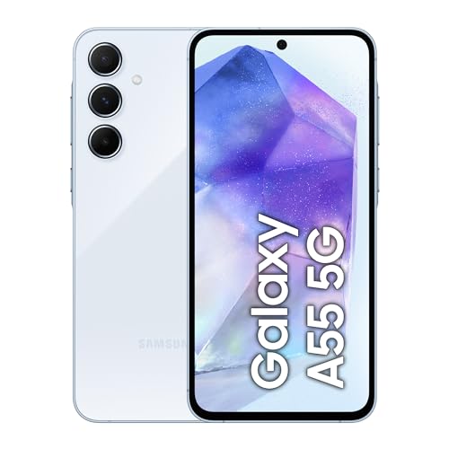 "Entdecke das Samsung Galaxy A55 5G: Vertragfreies Android-Handy mit 256 GB, 8 GB RAM, 50 MP Kamera und 2 Tage Akkulaufzeit in Awesome Iceblue! 💙 📱 #Smartphone #Samsung #Akkulaufzeit"