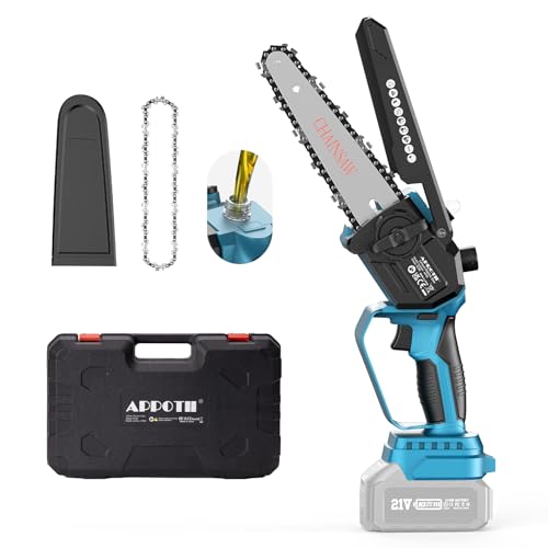 APROTII Bürstenlose Mini Kettensäge 6 Zoll mit verbesserter Kettenschmierung, Kompatibel mit Makita 18V Akku, （ohne Akku und Ladegerät)