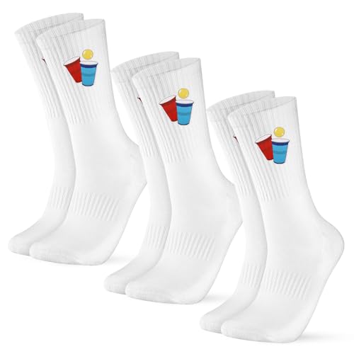 "🎾 Lustige Tennissocken für Damen & Herren! 3 Paar Atemaktive Crew Socks in Weiß – Perfekt für Sport & Freizeit! EU 38–46 #Tennis #Socken #Unisex #Sportfashion"