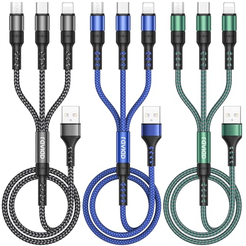 "💥 RAVIAD Multi USB Kabel Set – 3in1 Schnell-Ladekabel [3 Stück, 1.2M] 🔋 Nylon für iPhone, Android, Samsung & mehr! #UniversalLadekabel #Schnellladung #MultiKabel"