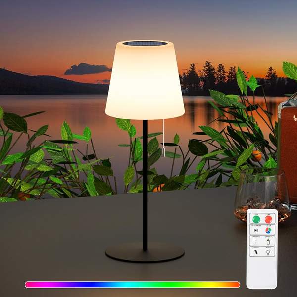 ggii solar tischlampe outdoor 2in1 mit usb aufladung dimmbar warmweiß rgb schwarz