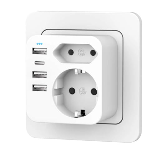 "Die perfekte Lösung: Mehrfachsteckdose mit 4 USB-Anschlüssen & Doppelstecker! Ideal für dein Wand Ladegerät - praktische Steckdosenleiste in elegantem Weiß! #USBAdapter #Steckdosenleiste #SmartHome"