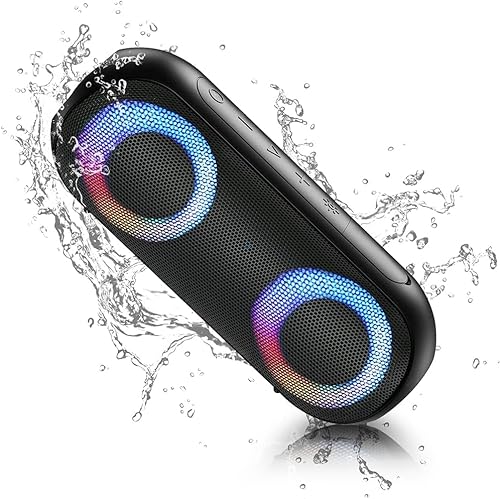 NOTABRICK Bluetooth Lautsprecher mit RGB Licht Tragbarer Musikbox Bluetooth Box 30W True Wireless Stereo,24h Akku,IPX7 Wasserdicht Lautsprecher Boxen Bluetooth für Zuhause,Draußen,Garten