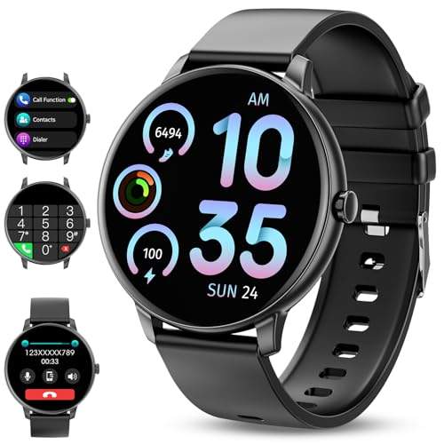 Joautrial Smartwatch für Damen Herren mit Bluetooth Anruf, 1.39“ Smart Watch mit Herzfrequenz Schlafmonitor, Kalorien Schrittzähler, 100+ Sportmodus, Fitnessuhr Uhr für Android iOS (Schwarz)