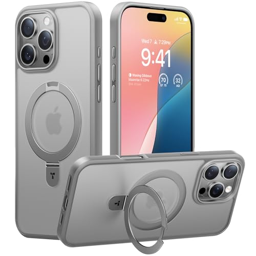 📍 **TORRAS Ostand World First for iPhone 16 Pro Case for MagSafe (Invisible Stand, No. 1 Magnetic Force, Comprehensive Military Protection) Mobile Phone Case iPhone 16 Pro Case All-in-One Grey**