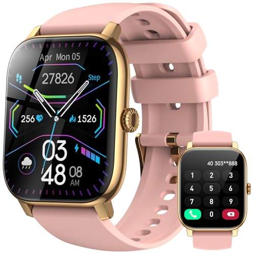 LLKBOHA Smartwatch-Damen-mit-Telefonfunktion - 1,85 Zoll Touchscreen Smart Watch, Fitness Watch mit Herzfrequenzmonitor Schlafmonitor Schrittzähler,IP68 Wasserdicht für Android iOS