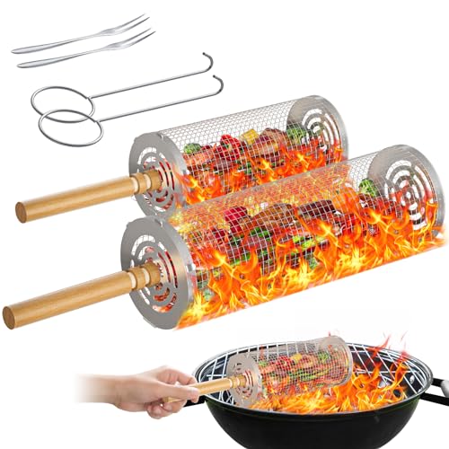 Entdecke die Wawofun Nesting Grillkörbe 2PCS – perfekt für BBQ! Abnehmbarer Holzgriff, 304 Edelstahl. Ideal für Fleisch, Fisch, Gemüse & Garnelen beim Camping/Picknick! #Grillzubehör #BBQ #Camping #OutdoorCoking